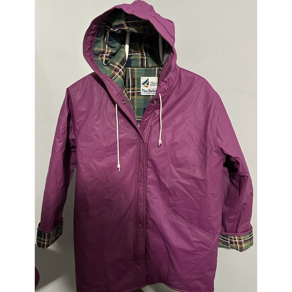 90s Misty Harbor Vintage Pink Hooded Plaid Lined Women's Anytime Jacket Sz Lg